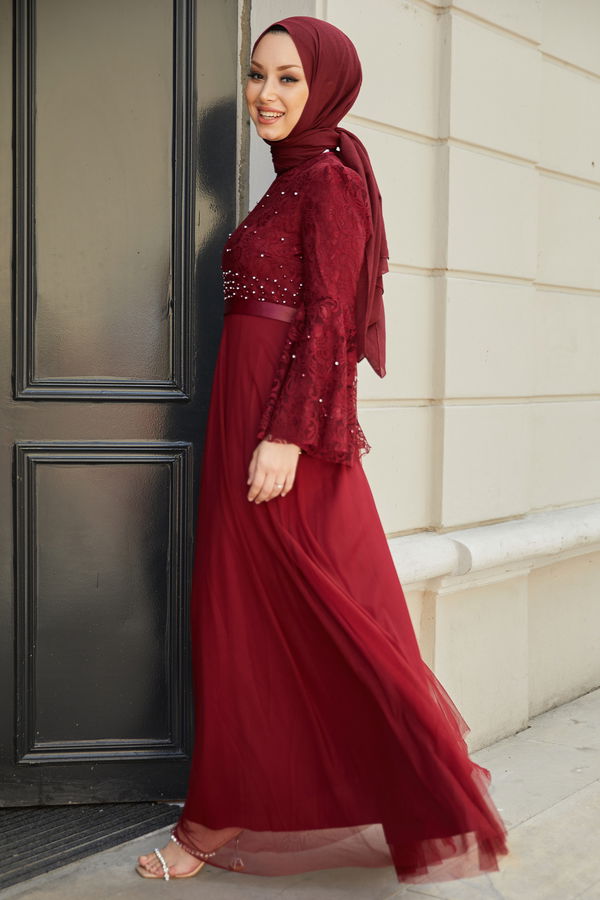 Abiye Elbise Bordo - 21099