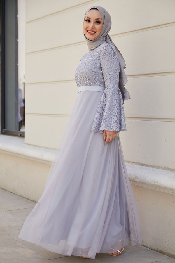 Abiye Elbise Gri - 21099