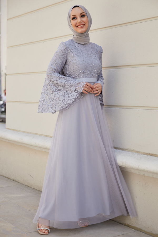 Abiye Elbise Gri - 21099