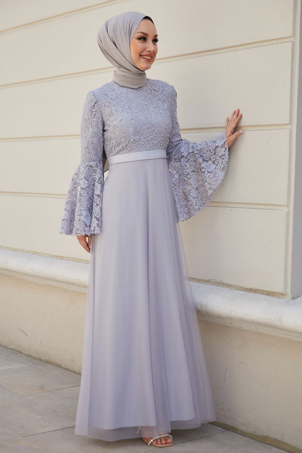 Abiye Elbise Gri - 21099