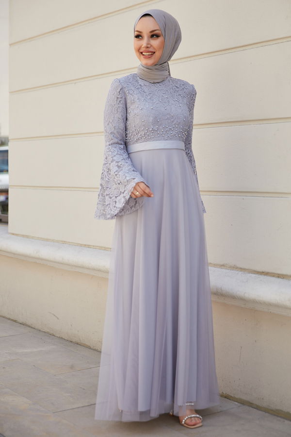 Abiye Elbise Gri - 21099