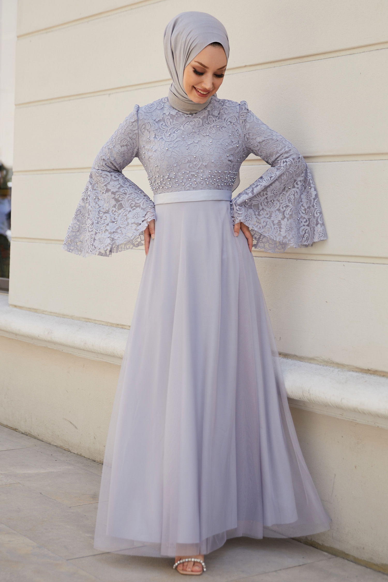 Abiye Elbise Gri - 21099