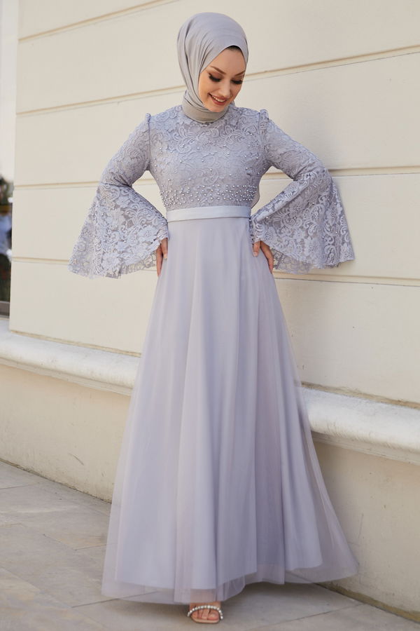Abiye Elbise Gri - 21099