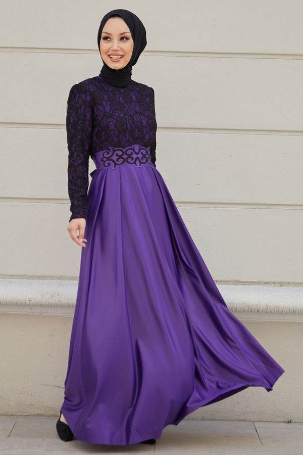 Abiye Elbise Mor - 21104 MOR