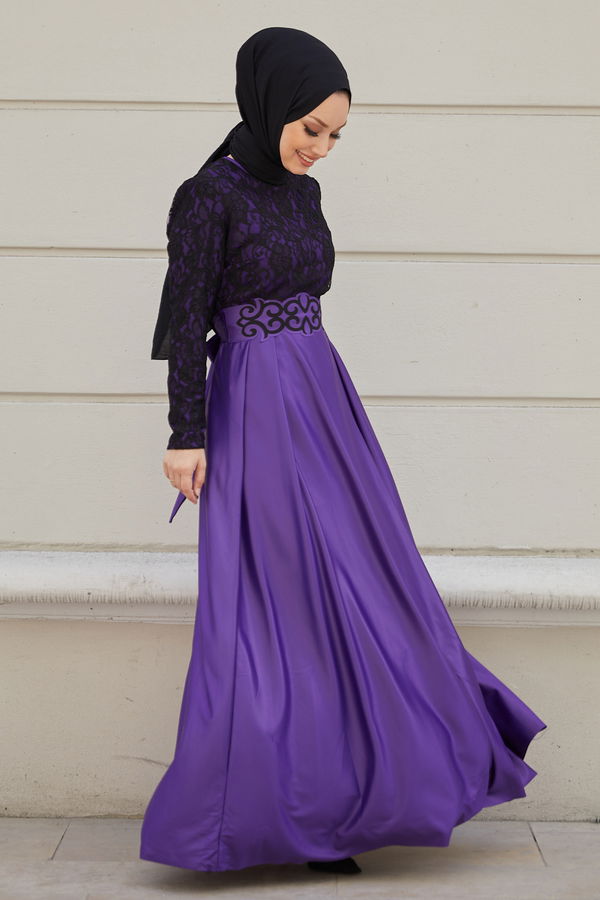 Abiye Elbise Mor - 21104 MOR