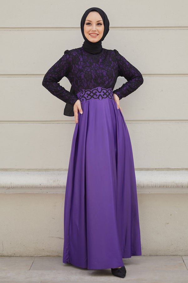 Abiye Elbise Mor - 21104 MOR