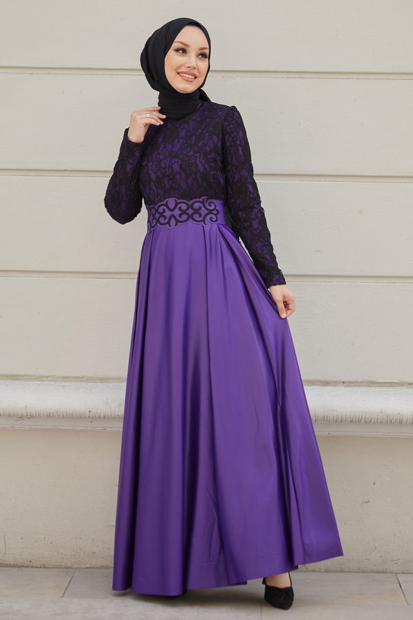 Abiye Elbise Mor - 21104 MOR