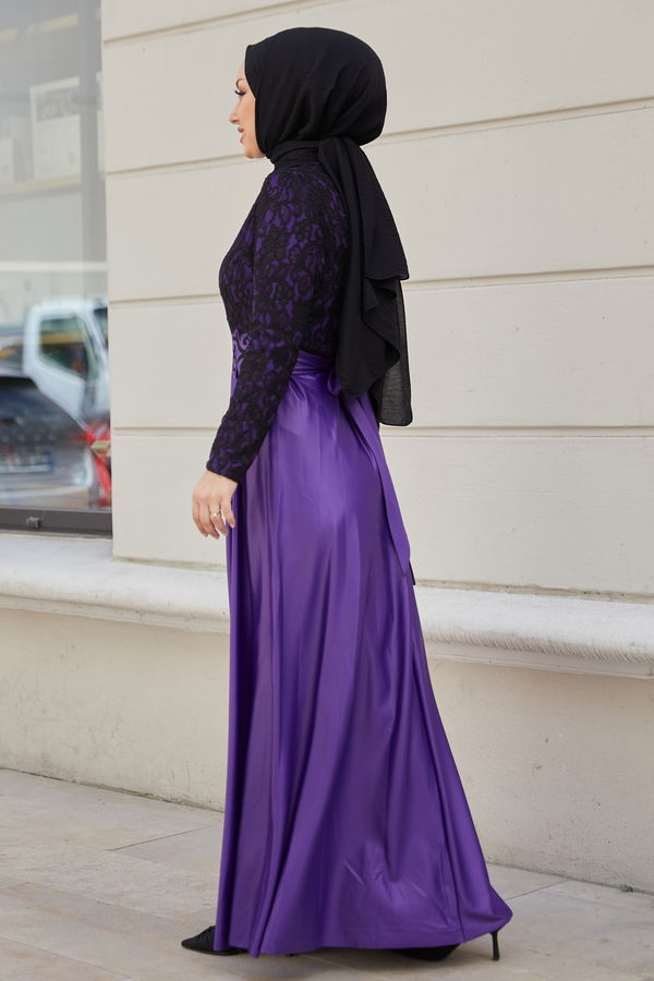 Abiye Elbise Mor - 21104 MOR