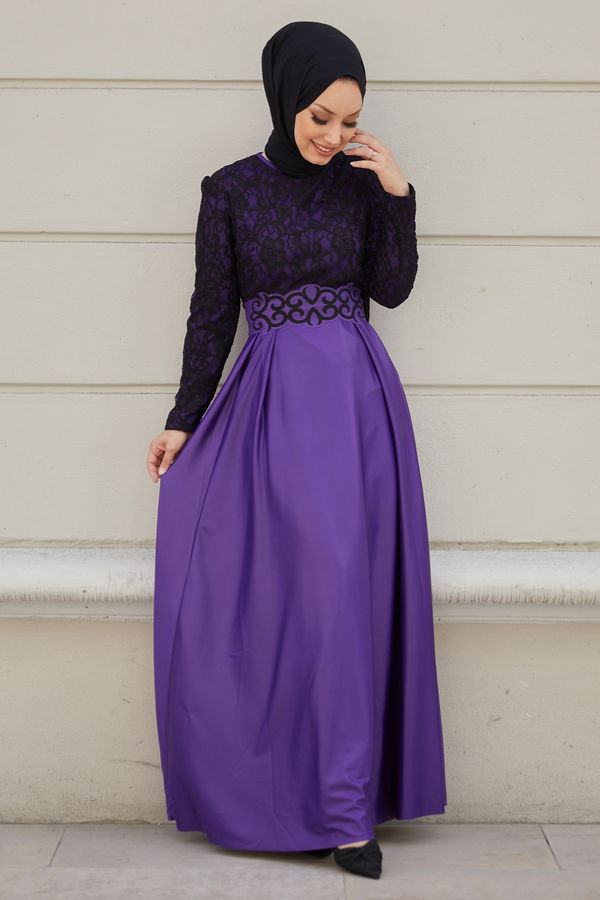 Abiye Elbise Mor - 21104 MOR