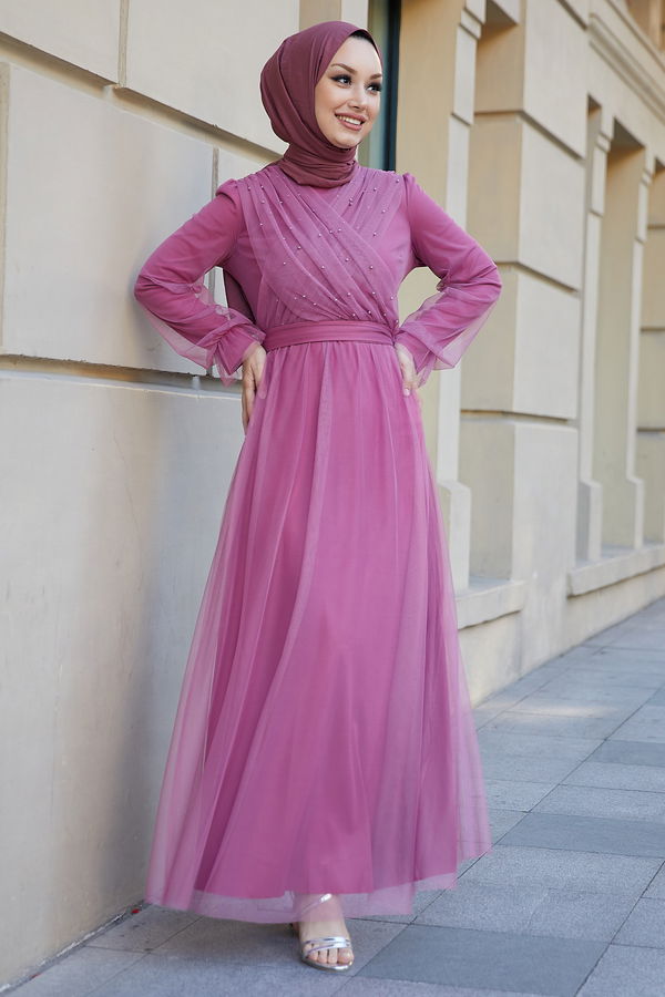 Abiye Elbise Pembe - 21102