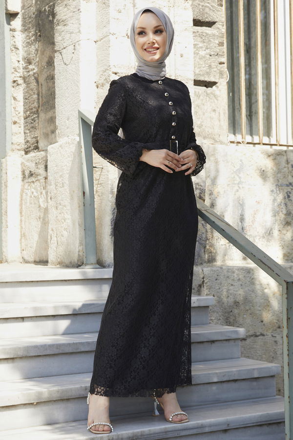Abiye Elbise Siyah - 21106 SİYAH