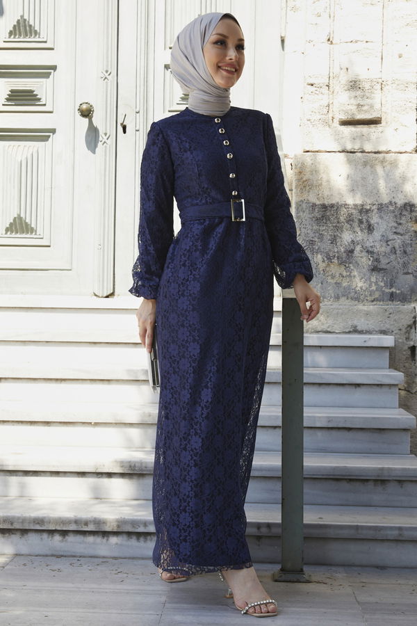 Abiye Elbise Mavi - 21106 MAVİ