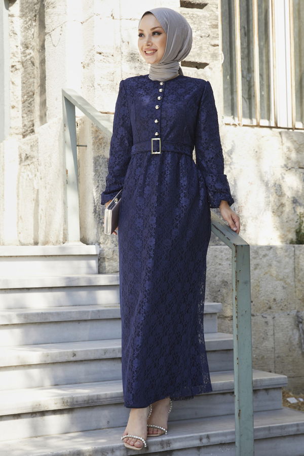 Abiye Elbise Mavi - 21106 MAVİ