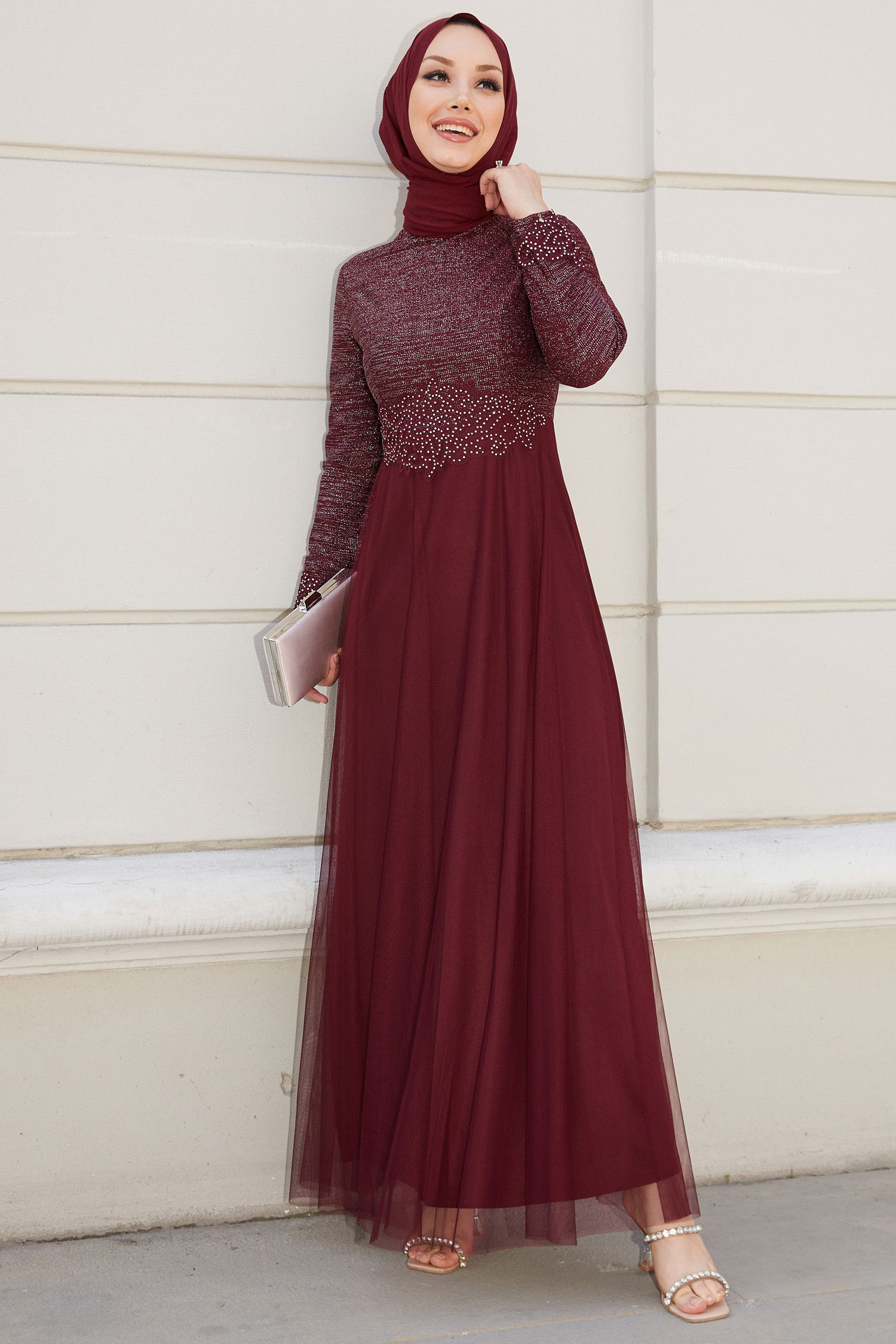 Abiye Elbise Bordo - 21101