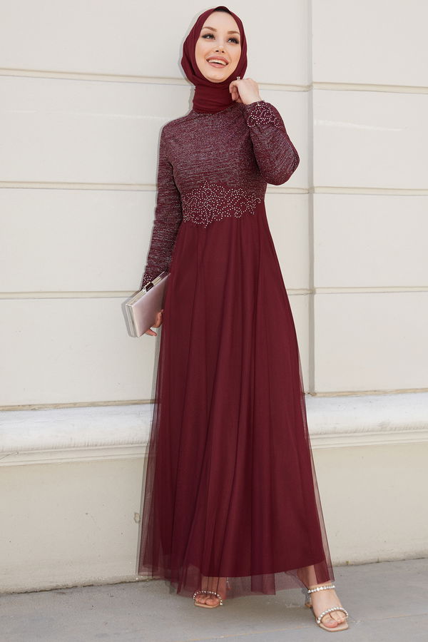 Abiye Elbise Bordo - 21101