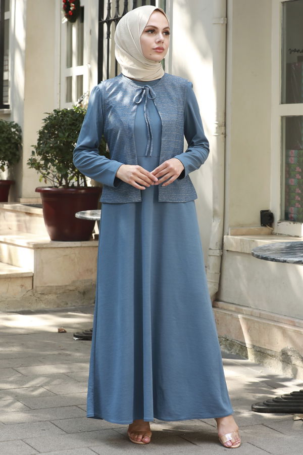 Abiye Elbise Mavi - 21105 MAVİ