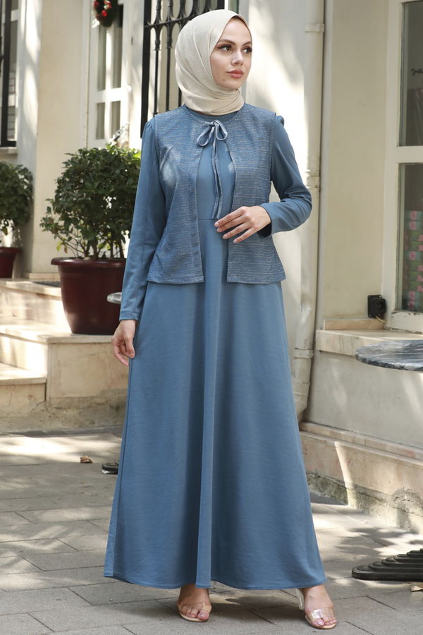 Abiye Elbise Mavi - 21105 MAVİ
