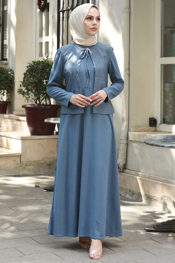 Abiye Elbise Mavi - 21105 MAVİ