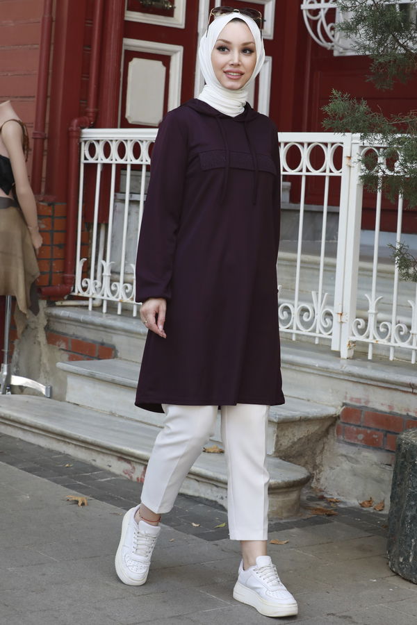 KAPSONLU TUNIK Mürdüm - 3515