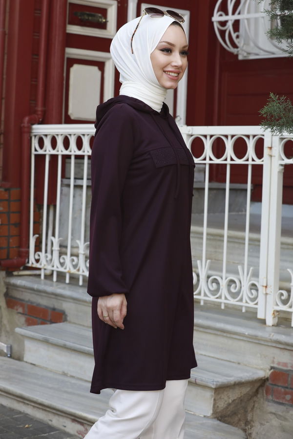 KAPSONLU TUNIK Mürdüm - 3515