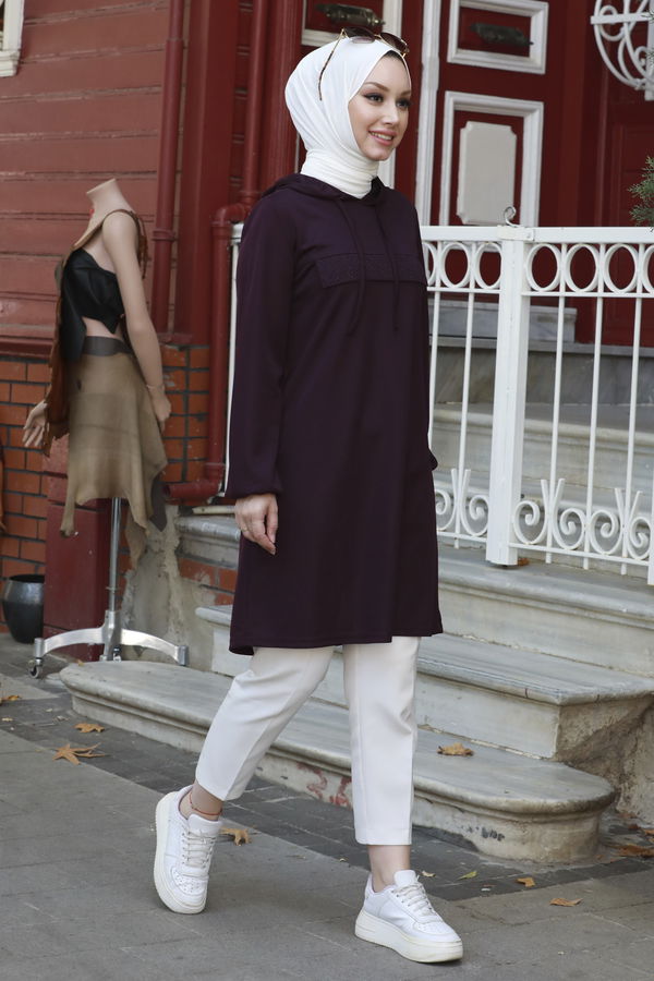 KAPSONLU TUNIK Mürdüm - 3515