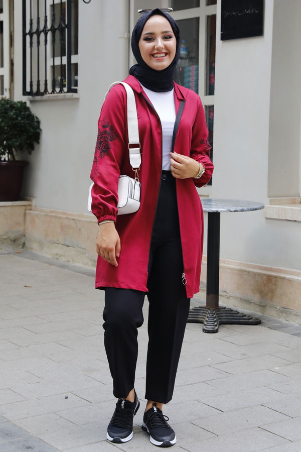 Fermuarlı Tunık Bordo - 3556