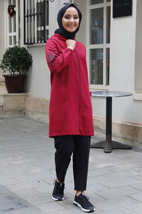 Fermuarlı Tunık Bordo - 3556