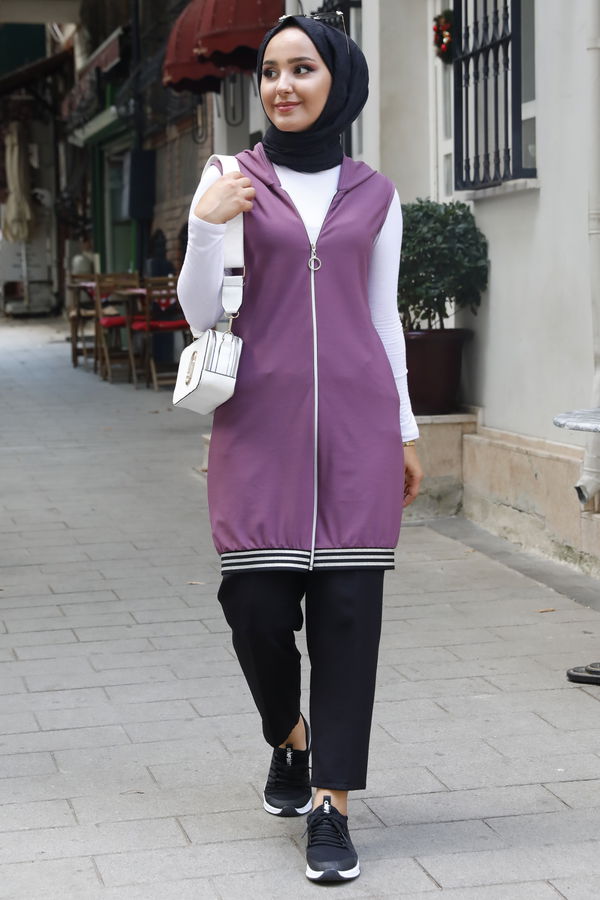 Fermuarlı Yelek Lila - 3752 LİLA