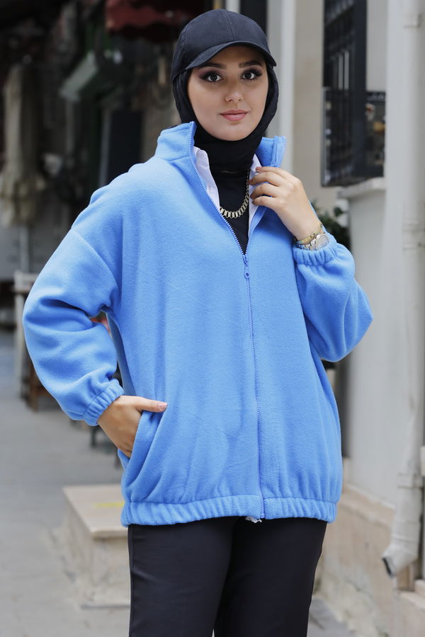 Fermuarlı Polar Mavi - 21197 MAVİ