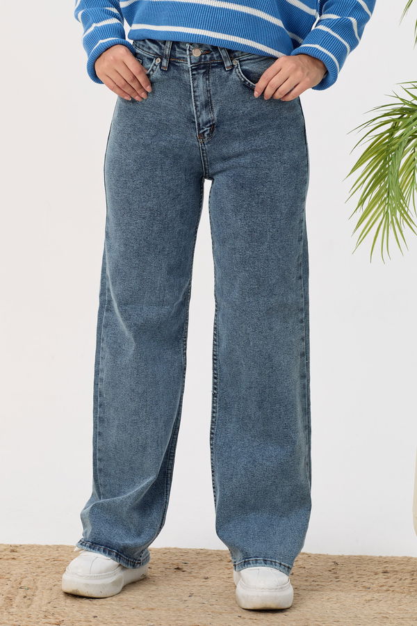 İspanyol Paça Pantolon Mavi - 21539 MAVİ