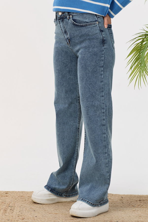 İspanyol Paça Pantolon Mavi - 21539 MAVİ