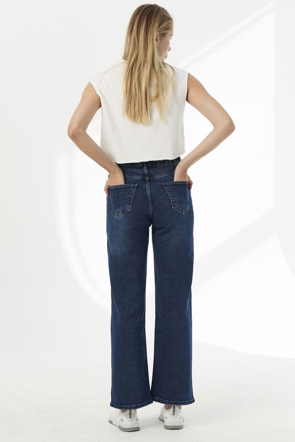 İspanyol Paça Pantolon Lacivert - 21538 LACİVERT