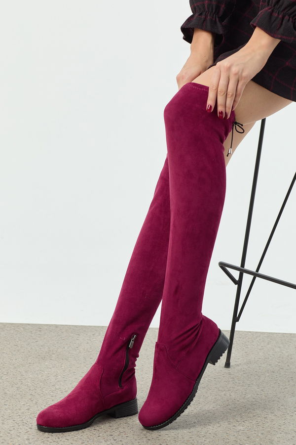 Kadın Bordo Süet Çizme - 21573 BORDO