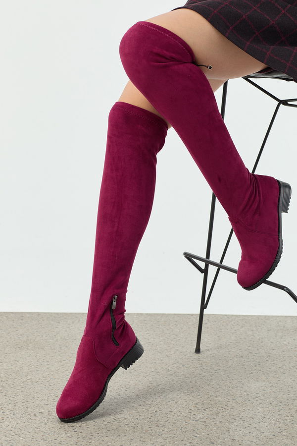 Kadın Bordo Süet Çizme - 21573 BORDO