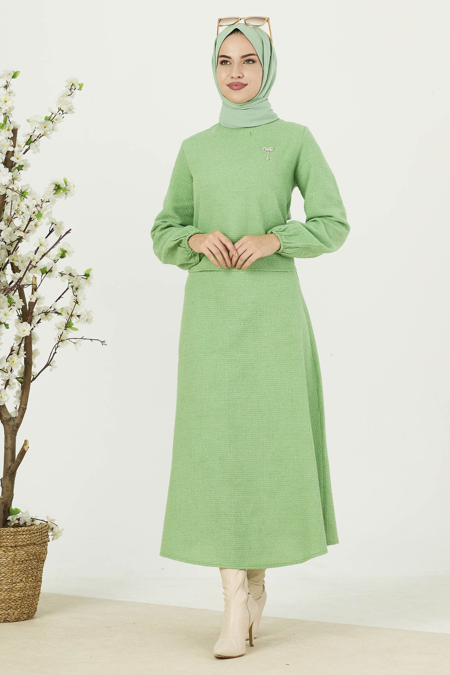 Bluz + Etek Yeşil - 21754 YEŞİL