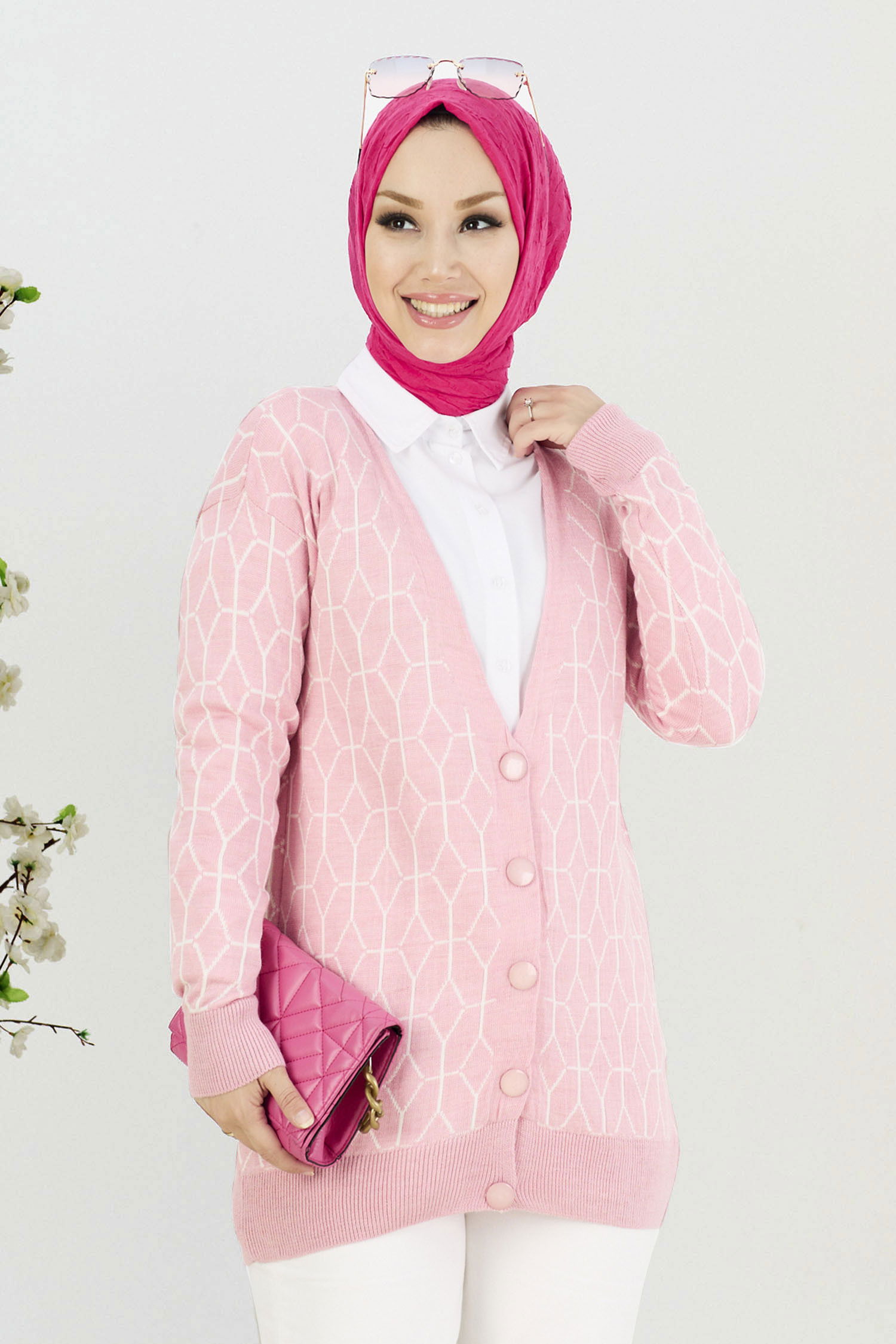 Triko Hırka Pembe - 21725 PEMBE
