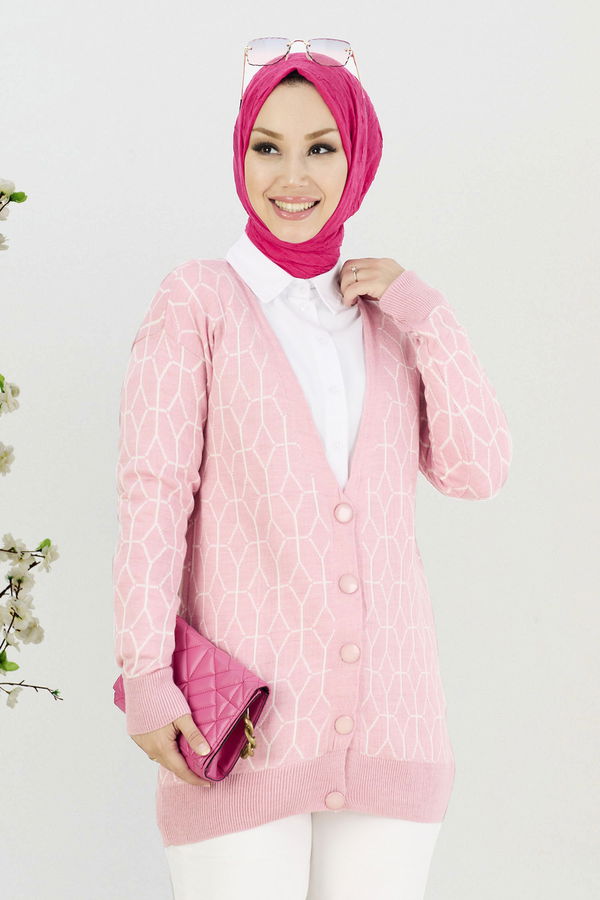 Triko Hırka Pembe - 21725 PEMBE