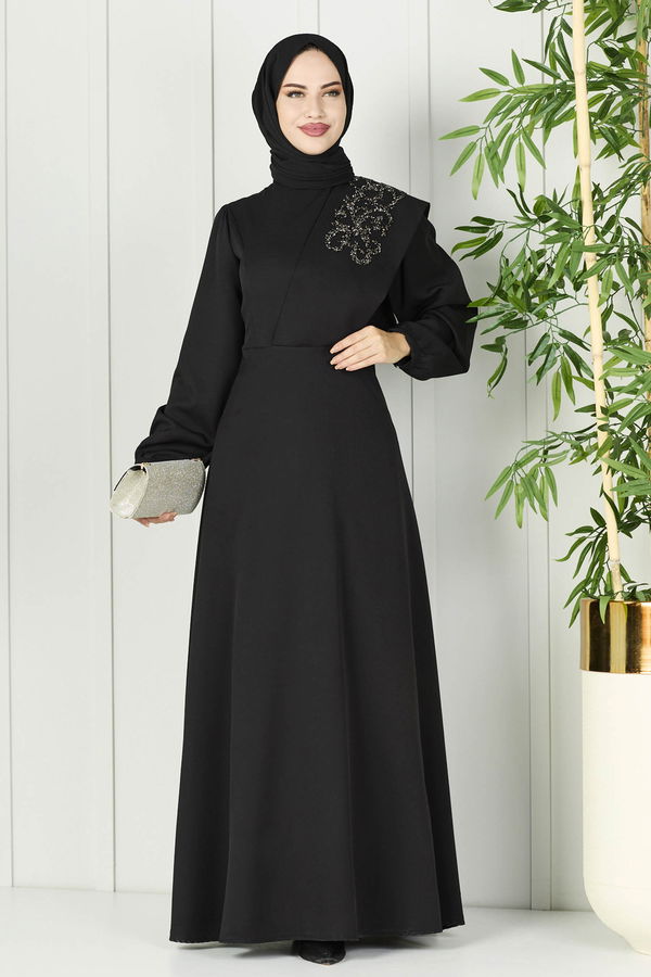 Abiye Elbise Siyah - 11088