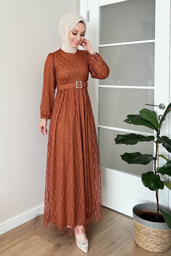 Abiye Elbise Taba - 11094