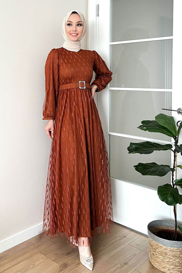 Abiye Elbise Taba - 11094