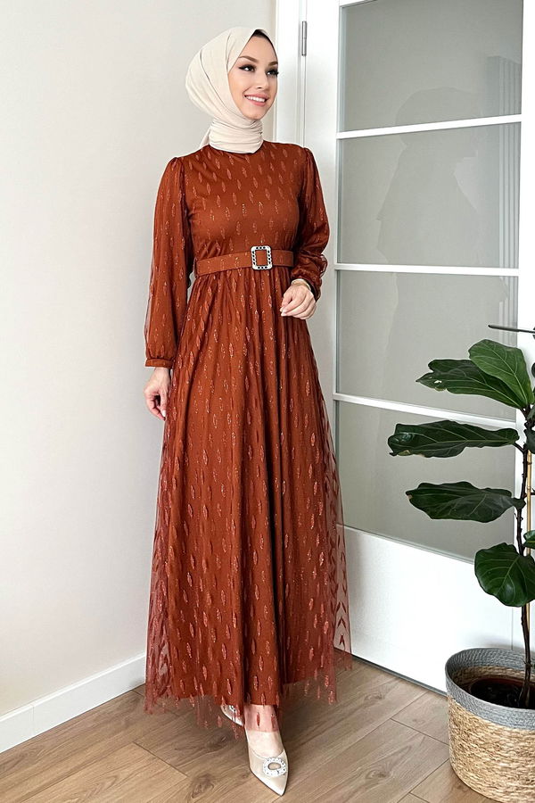 Abiye Elbise Taba - 11094