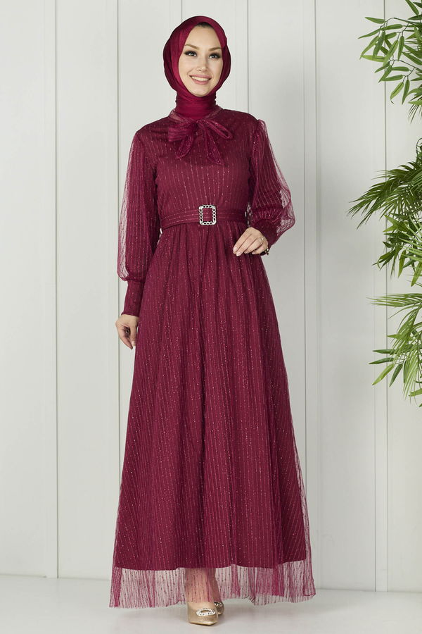 Abiye Elbise Bordo - 11095