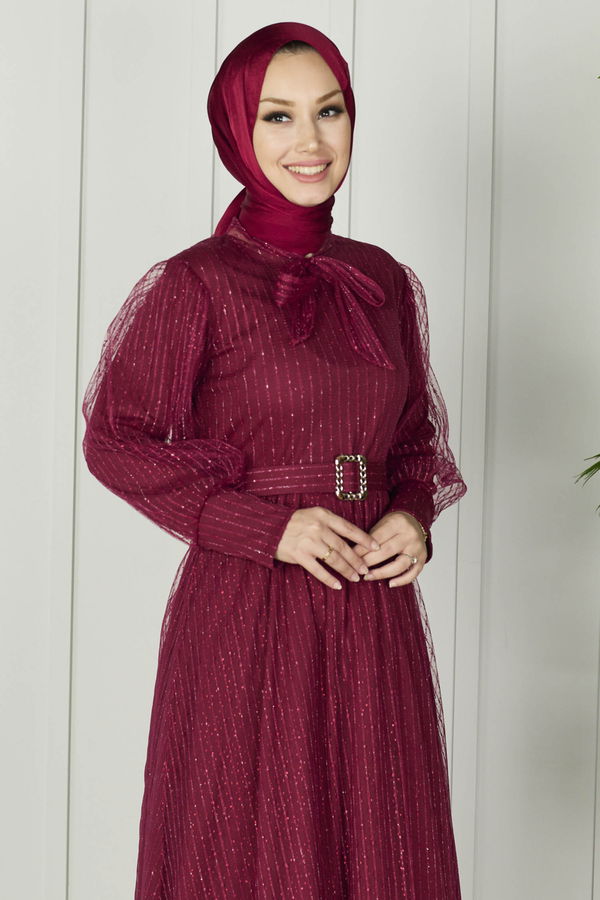 Abiye Elbise Bordo - 11095