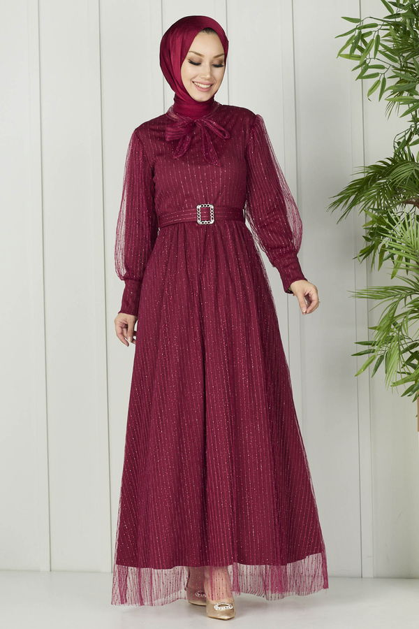 Abiye Elbise Bordo - 11095