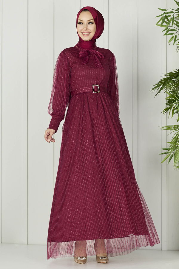 Abiye Elbise Bordo - 11095