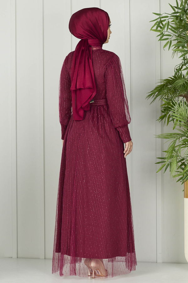Abiye Elbise Bordo - 11095