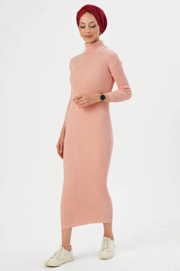 Triko Elbise Pembe - 21784