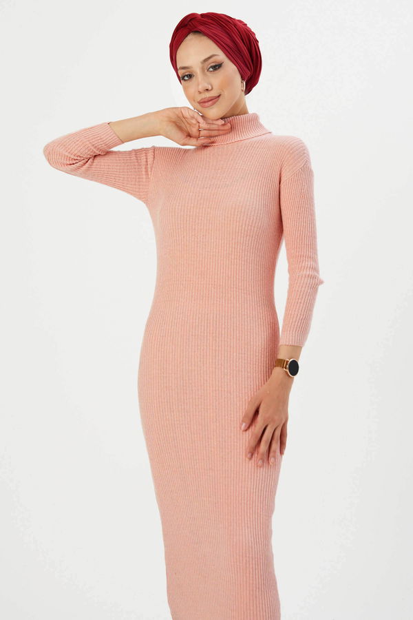 Triko Elbise Pembe - 21784