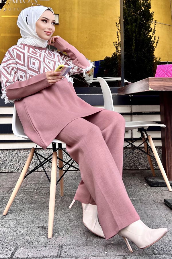 Triko Tunik Pantolon Pembe - 21808