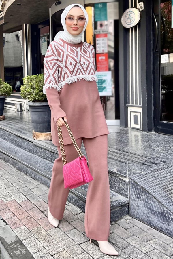 Triko Tunik Pantolon Pembe - 21808